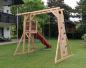 Preview: Spielturm Thor-2 aus Holz mit Kletterstange Podest Schaukel und Kletterwand