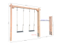 Preview: Spielturm Levi-3B-D Doppelschaukel mit Reckstange und Maße