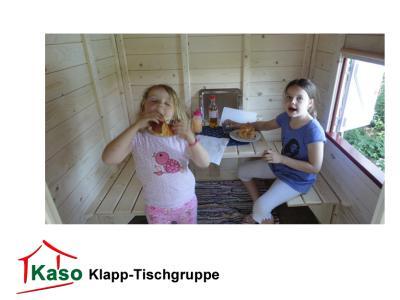 Klapp-Tischgruppe zum Einbau in ein Stelzenhaus