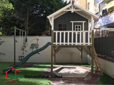 Stelzenhaus Jonas XL-G - in Steingrau mit Rutsche