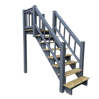 Anbau-Treppe A90-P mit Podest und Stützbalken zum Boden