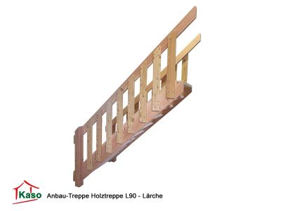 Anbau-Treppe Holztreppe aus Lärche mit Geländer