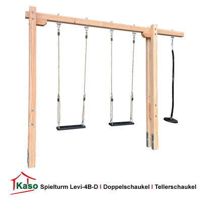Spielturm-Levi-4B-D Grosse Kinderschaukel mit Tellerschaukel