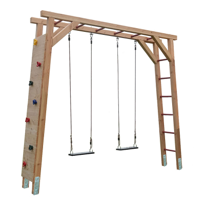 Spielturm-Nils-1B-D Kletterwand mit Schaukel