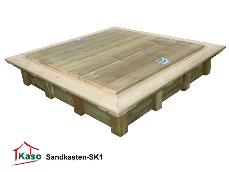 Sandkasten 200x200x25 cm I mit Holzabdeckung