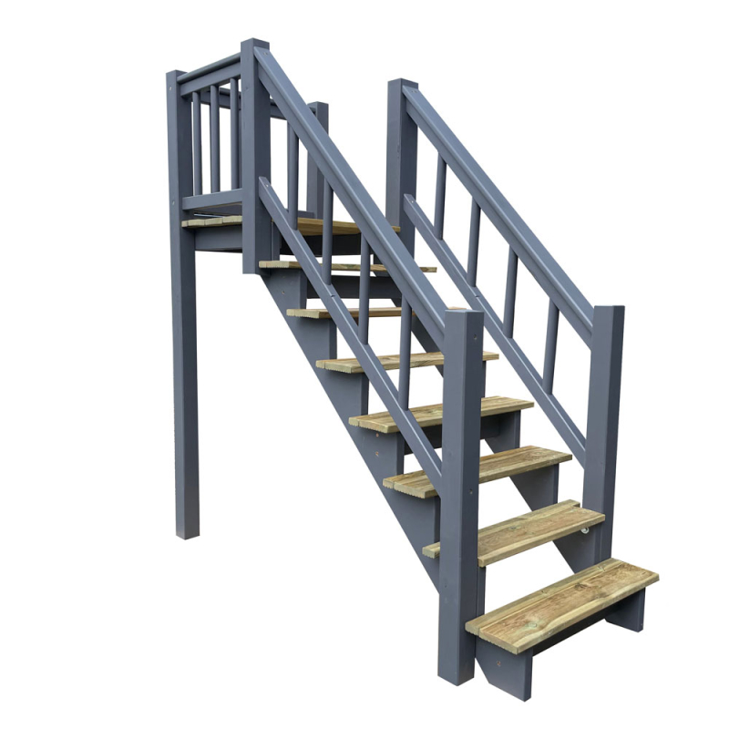 Anbau-Treppe A90-P mit Podest und Stützbalken zum Boden