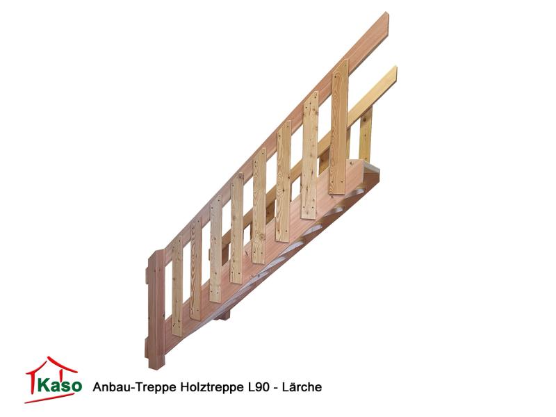 Anbau-Treppe Holztreppe aus Lärche mit Geländer