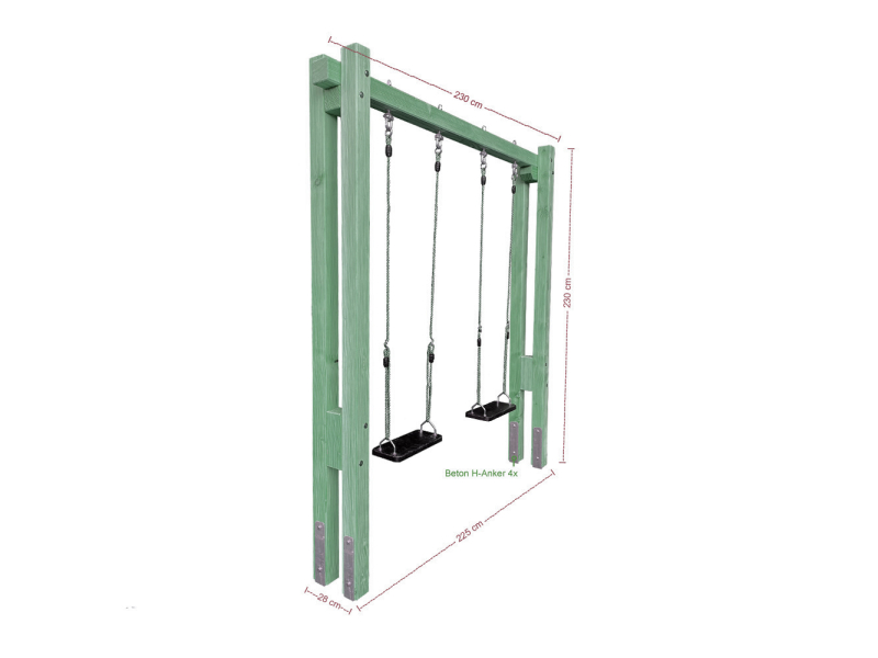 Spielturm Levi-1B-K mit Doppelschaukel und Masse