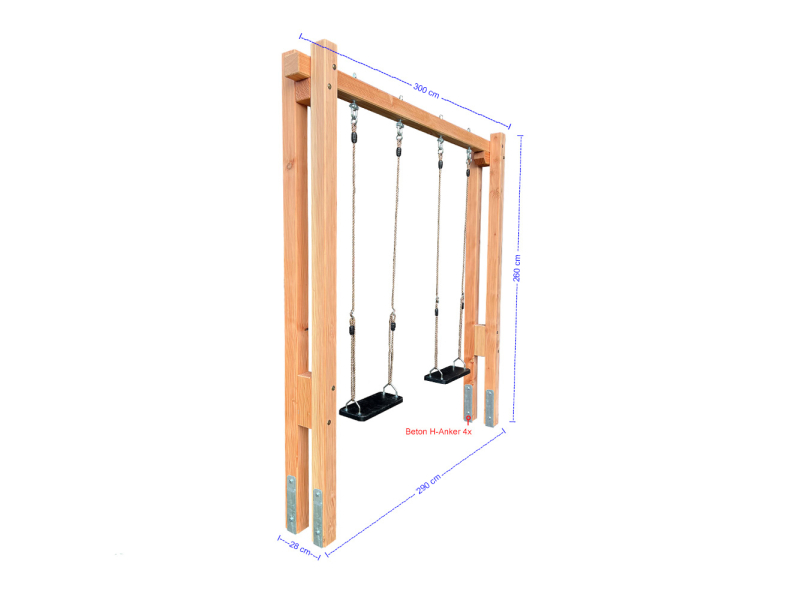 Spielturm Levi-2B-D mit Doppelschaukel und Masse
