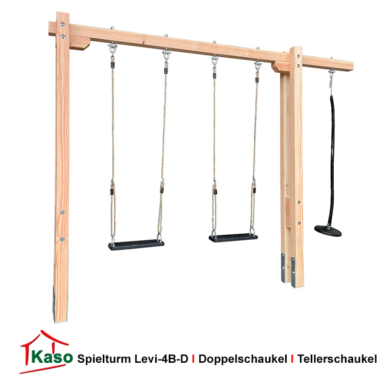 Spielturm-Levi-4B-D Grosse Kinderschaukel mit Tellerschaukel