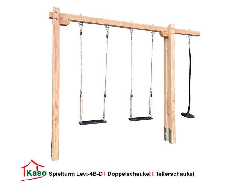 Spielturm Levi-4B-D kinderschaukel mit Tellerschaukel und Betonanker
