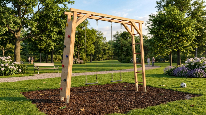Spielturm Nils-1B-D Kinderschaukel Bild