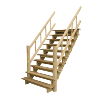 KASO Anbau-Treppe R130 Rundstamm aus KDI Kiefer mit beidseitigem Sicherheitsgeländer