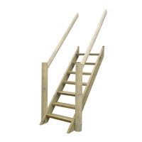 KASO Anbau-Treppe R70 Rundstamm aus kesseldruckimprägnierter Kiefer mit Handlauf