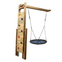 KASO Kletterwand Schaukel Anbau KSR1-1 aus Massivholz mit Nestschaukel