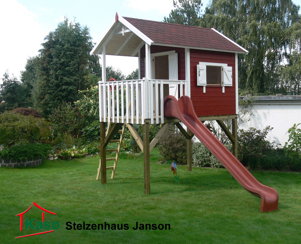 Stelzenhaus Janson L Kinder Spielhaus mit Rutsche und Osmo Farbe