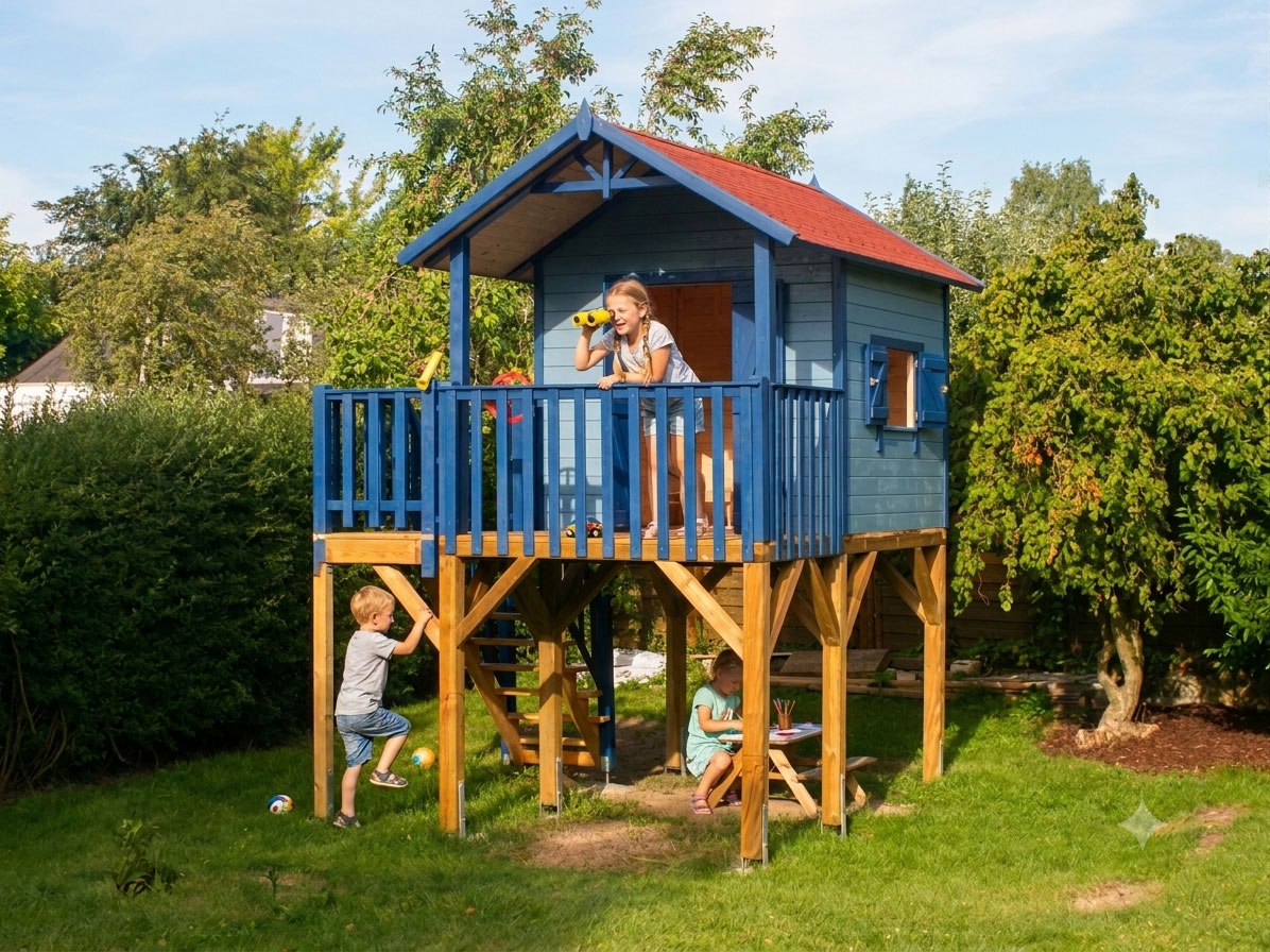 Stelzenhaus Janson XXL Kinderspielhaus mit spielenden Kindern